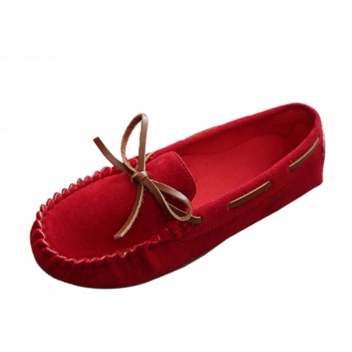 Suede Matte Comfortable Loafer Women Flats-Red image