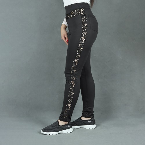 Gothic Sexy Lace Hip Lift Sports Pants - Black image