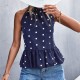 Polka Dot Hanging Neck Strapped Shirt - Blue image