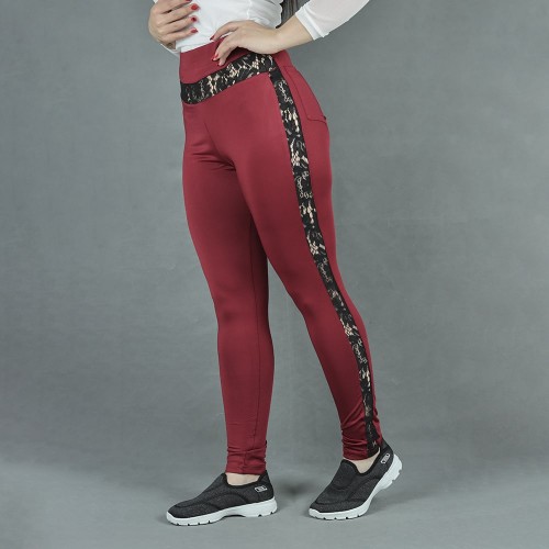Gothic Sexy Lace Hip Lift Sports Pants - Red image