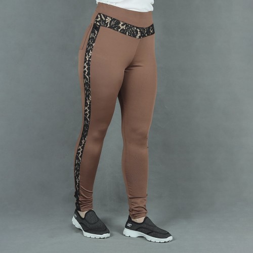 Gothic Sexy Lace Hip Lift Sports Pants - Brown image
