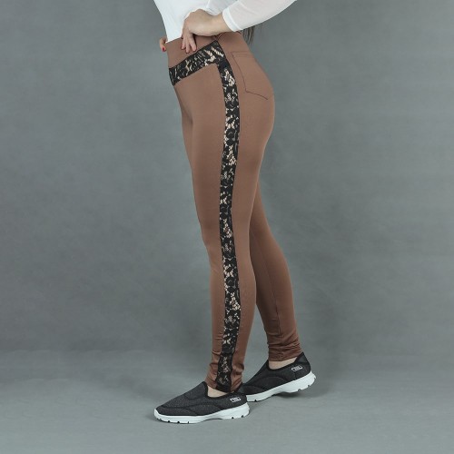 Gothic Sexy Lace Hip Lift Sports Pants - Brown image