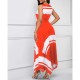 Printed Asymmetric Hem Sleeveless Maxi Dress - Red image