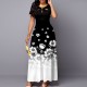 Floral Printed Short-Sleeved Maxi Dress - Black image