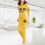 Full Sleeves Hooded Casual Sports Two Piece Trick Suit - Yellow