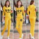 Full Sleeves Hooded Casual Sports Two Piece Trick Suit - Yellow image