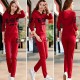 Full Sleeves Hooded Casual Sports Two Piece Trick Suit - Red image