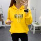 Full Sleeve Printing Winter Trendy Women Hoodie - Yellow image