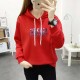 Full Sleeve Printing Winter Trendy Women Hoodie - Red image