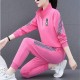 Contrast Stripped Sportswear Loose Two Piece Track Suit - Pink image