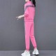 Contrast Stripped Sportswear Loose Two Piece Track Suit - Pink image