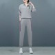 Contrast Stripped Sportswear Loose Two Piece Track Suit - Grey image