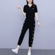 Jogging Two Piece Sports Polyester Women Trick Suite - Black image