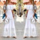 Independent Splicing Hollow Floral Lace Long Dress- White image