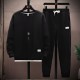 Men's Waffle Tracksuit For Spring & Autumn (2Pcs) Black image