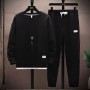 Men's Waffle Tracksuit For Spring & Autumn (2Pcs) Black