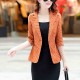 Lines Printed One Button Formal Style Women Coat - Orange image