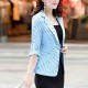 Lines Printed One Button Formal Style Women Coat - Light Blue image