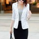 Lines Printed One Button Formal Style Women Coat - White image