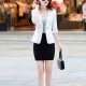 Lines Printed One Button Formal Style Women Coat - White image