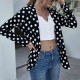 Loose Type Polyester Fabric Casual Polka-Dot Women Jacket - Black image