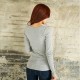 Long Sleeve Cotton Round Neck Casual Women Sweater - Grey image