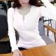 Long Sleeve Cotton Round Neck Casual Women Sweater - White image