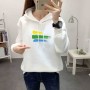 Leisure Style Printed Long Sleeve Cotton Women Hoodie - White