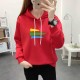 Leisure Style Printed Long Sleeve Cotton Women Hoodie - Red image