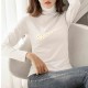 Leisure Style Full Sleeves Turtle Neck Women Sweater - White image