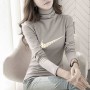 Leisure Style Full Sleeves Turtle Neck Women Sweater - Grey