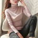 Leisure Style Full Sleeves Turtle Neck Women Sweater - Pink image