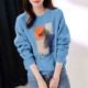 Cotton Long Sleeve Trendy Women Sweater - Blue image