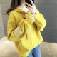 College Style Trendy Long Sleeve Women Hoodie - Yellow image