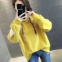 College Style Trendy Long Sleeve  Women Hoodie - Yellow