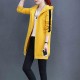 Casual Style Alphabet Printing Zip Up Long Hoodie - Yellow image