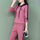 Sports Long Sleeve Drawstring Hooded Tracksuit - Pink image