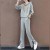 Casual Style Drawstring Cotton Fabric Hooded Tracksuit - Grey