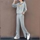 Casual Style Drawstring Cotton Fabric Hooded Tracksuit - Grey image