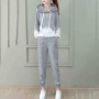 Drawstring Casual Style Hooded Women Tracksuit - Grey