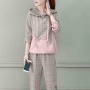 Drawstring Casual Style Hooded Women Tracksuit - Pink