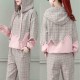 Drawstring Casual Style Hooded Women Tracksuit - Pink image
