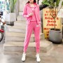 Sports Long Sleeve Alphabet Printing Three Piece Hooded Tracksuit - Pink