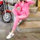 Sports Long Sleeve Alphabet Printing Three Piece Hooded Tracksuit - Pink image