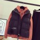 Leisure Style Zip & Button Closure Pockets Vest Shoulder Puffer Jacket - Black image
