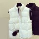 Leisure Style Zip & Button Clouser Pockets Vest Shoulder Puffer Jacket - White image