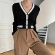 Soft Waxy Button Closure Cardigan Style Long Sleeve Sweater - Black image