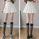 Pleated Style High Waist Elastic Solid Mini Skirts - White image