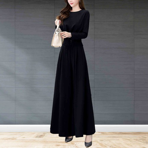 Elegant Solid Suit Crop Top & Long Pants Slash Pockets Dress - Black image
