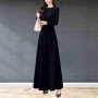 Elegant Solid Suit Crop Top & Long Pants Slash Pockets Dress - Black